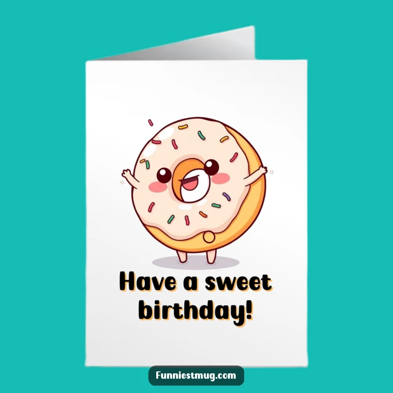Free Printable Birthday Card: Donut Cartwheel Humor, Funny Downloadable Gift