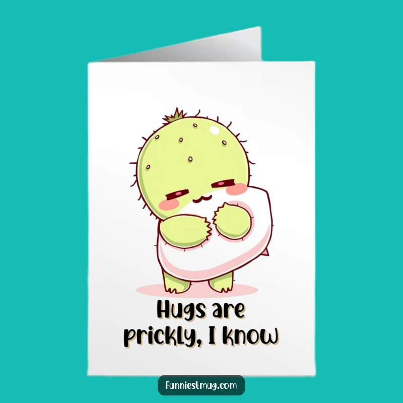 Funny Free Printable Birthday Card: Cuddly Cactus Hug Humor