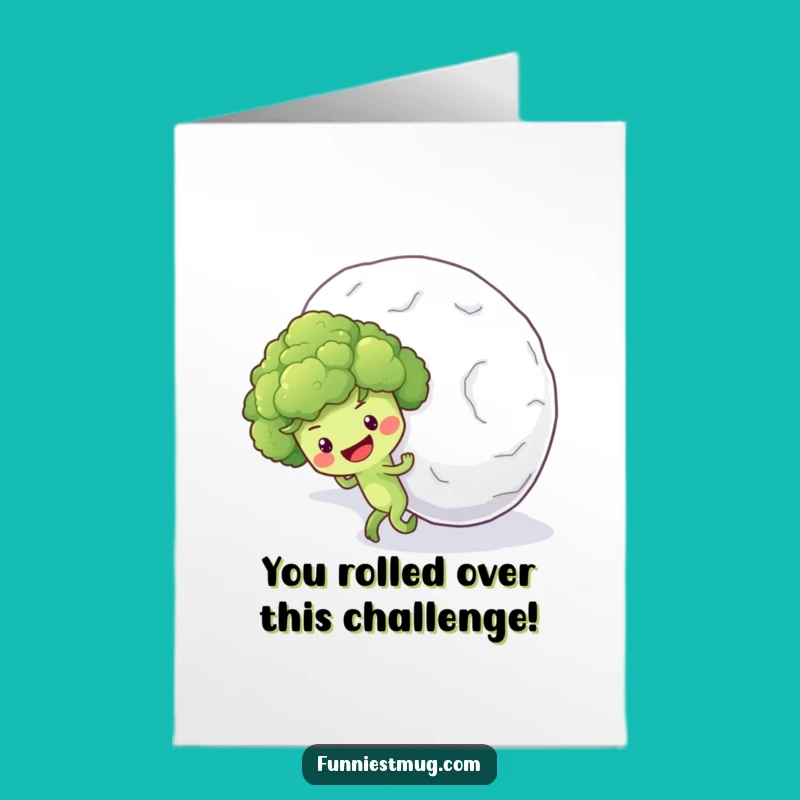 Free Printable Congrats Card: Broccoli's Snowball Triumph - Funny Downloadable Achievement Gift