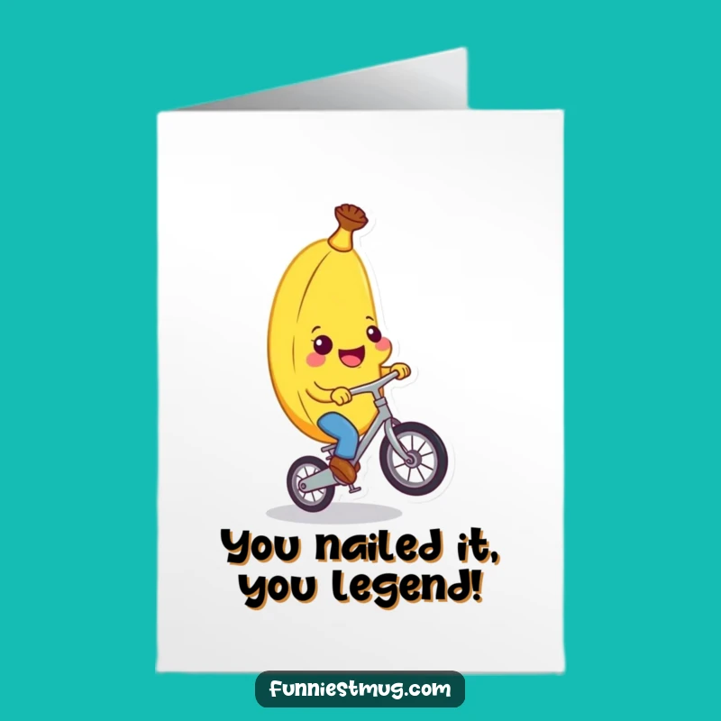 Free Printable Funny Banana Congratulations Card: Unicycling Fruit for a Hilarious Downloadable Achievement Gift