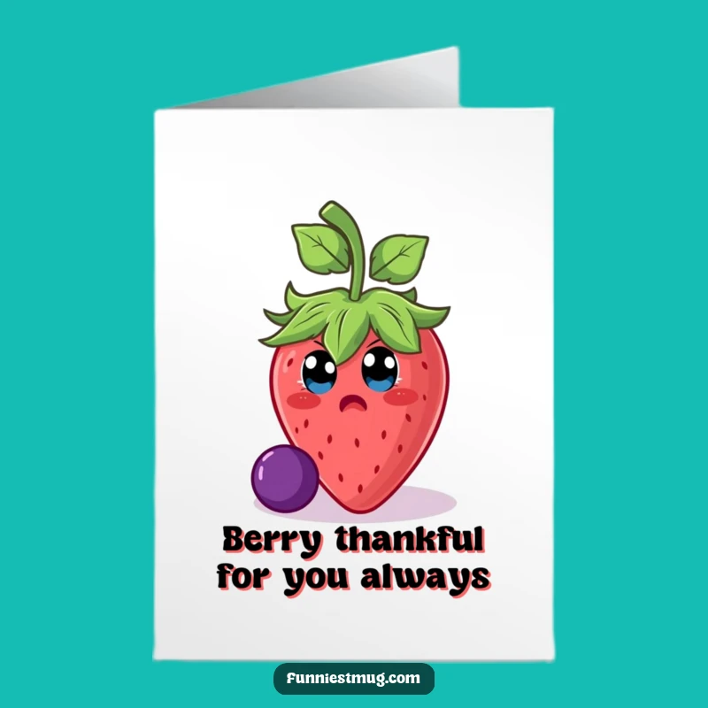 Free Printable Funny Strawberry Thank You Card: Slipping Fruit for a Humorous Downloadable Gift