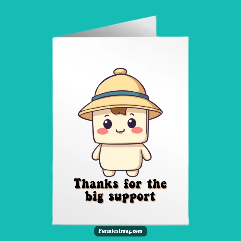 Free Printable Thank You Card: Blocky Character & Giant Hat - Funny Downloadable Gratitude