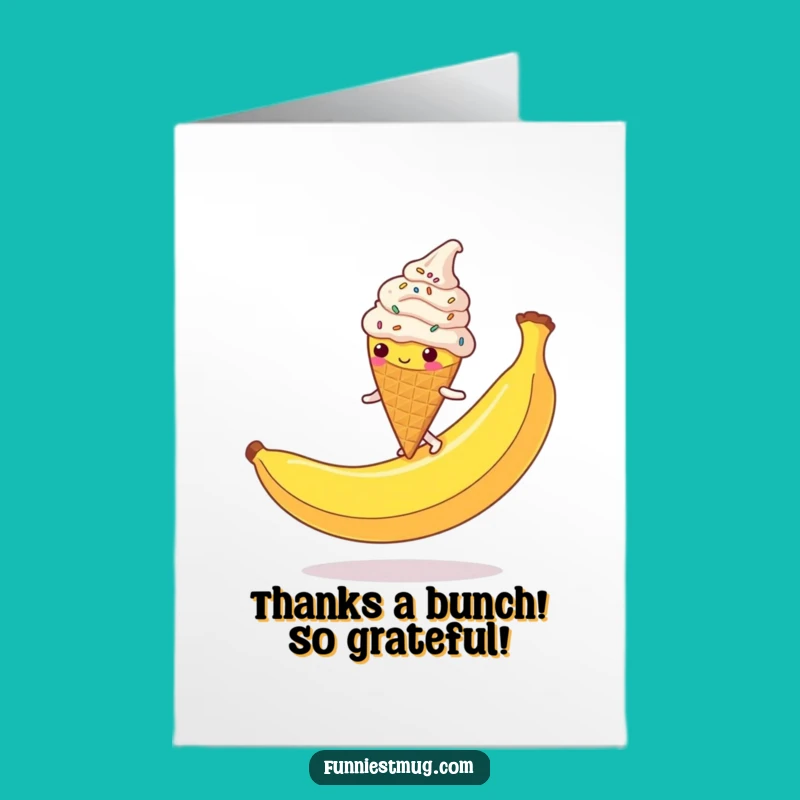 Free Printable Thank You Card: Funny Ice Cream Cone - Downloadable Quirky Gift