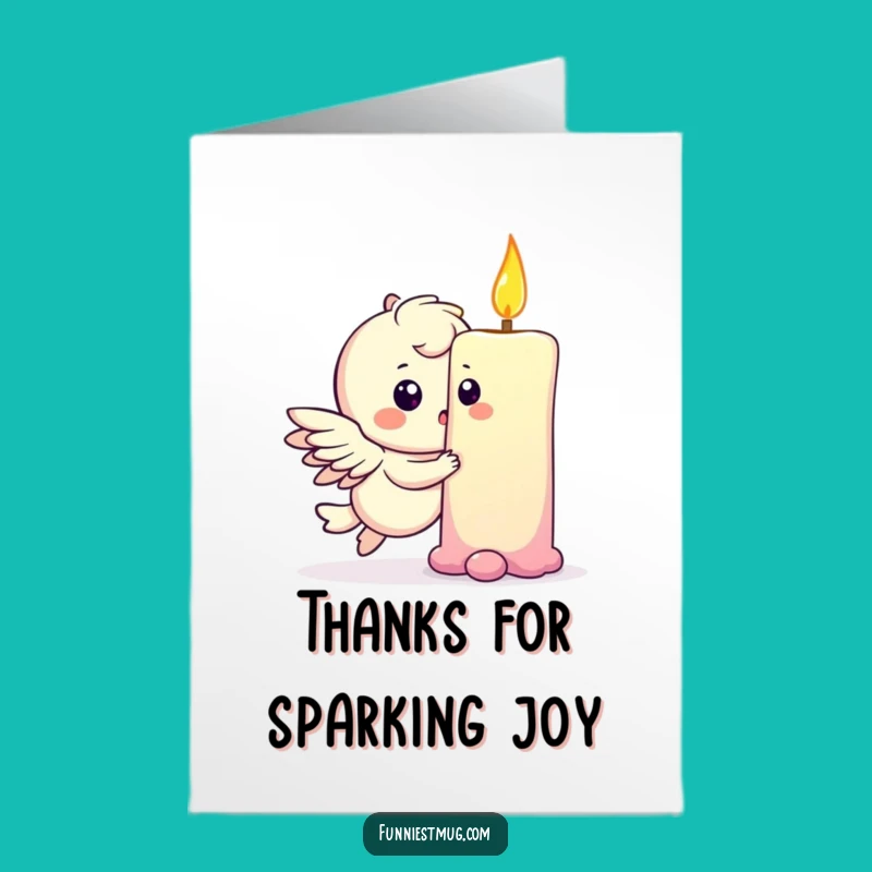 Free Printable Thank You Card: Winged Character & Candle - Funny Downloadable Gratitude