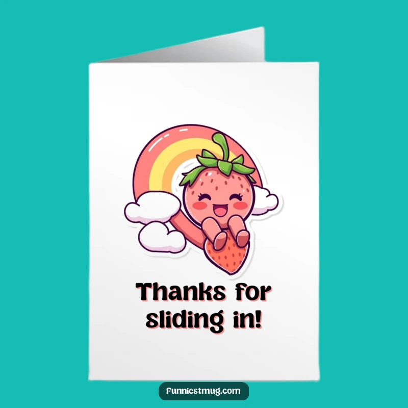 Free Printable Thank You Card: Funny Strawberry Rainbow Slide Downloadable Greeting