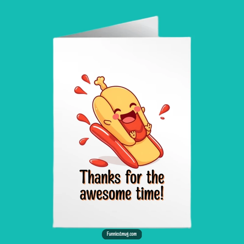 Free Printable Thank You Card: Hot Dog Ketchup Slide Funny Gratitude