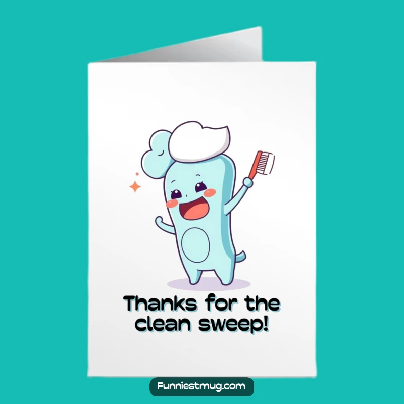 Free Printable Kawaii Toothbrush Cloud Thank You Card - Funny Downloadable Gift