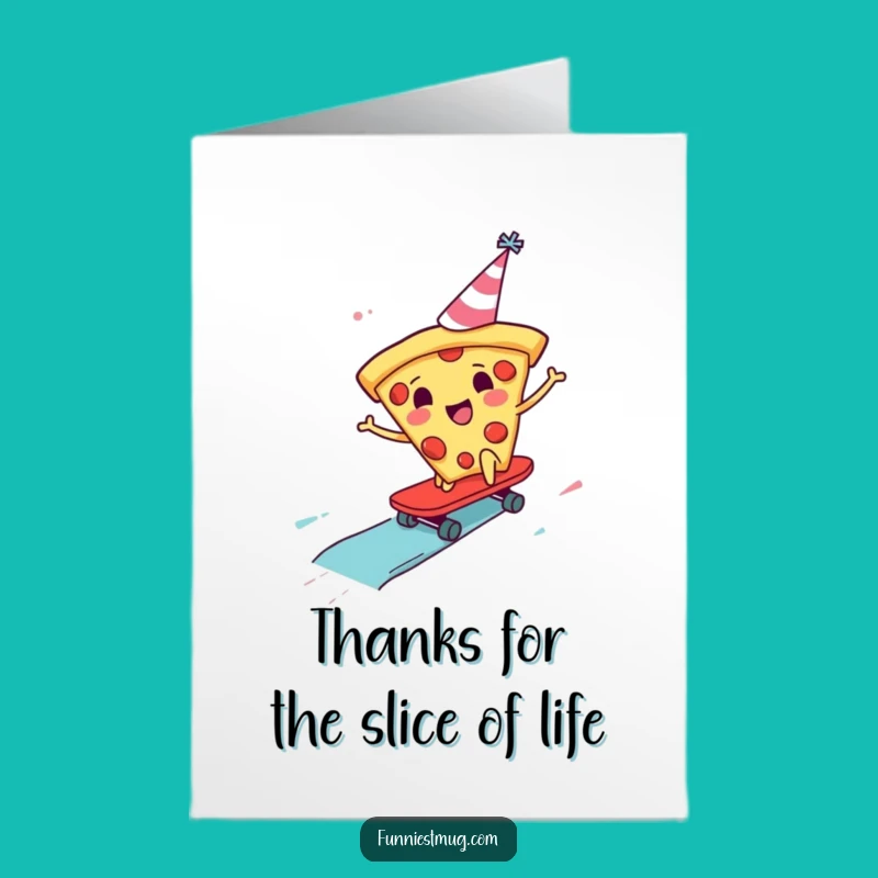 Free Printable Pizza Thank You Card: Funny Skater Pizza Design, Download Instantly