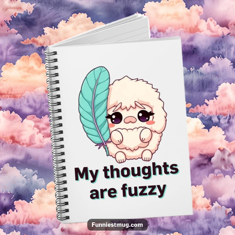 Funny Slipper Notebook with a bewildered, fluffy slipper character on the cover, ideal for jotting down notes with a humorous touch.
