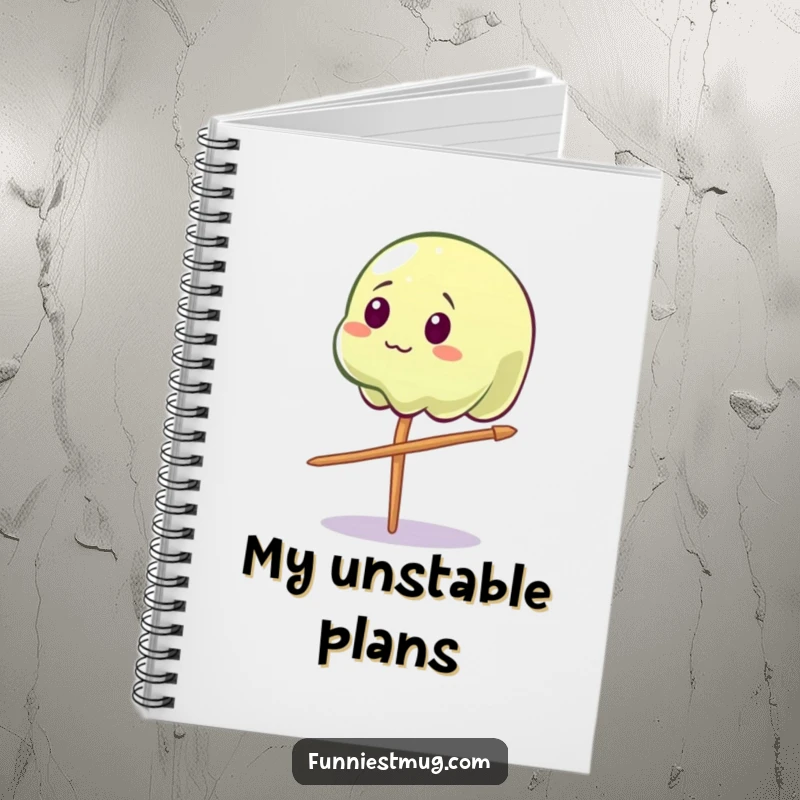 Funny Wobbly Jelly Notebook: Features a wobbly jelly character comically balancing on a toothpick, great for notes.