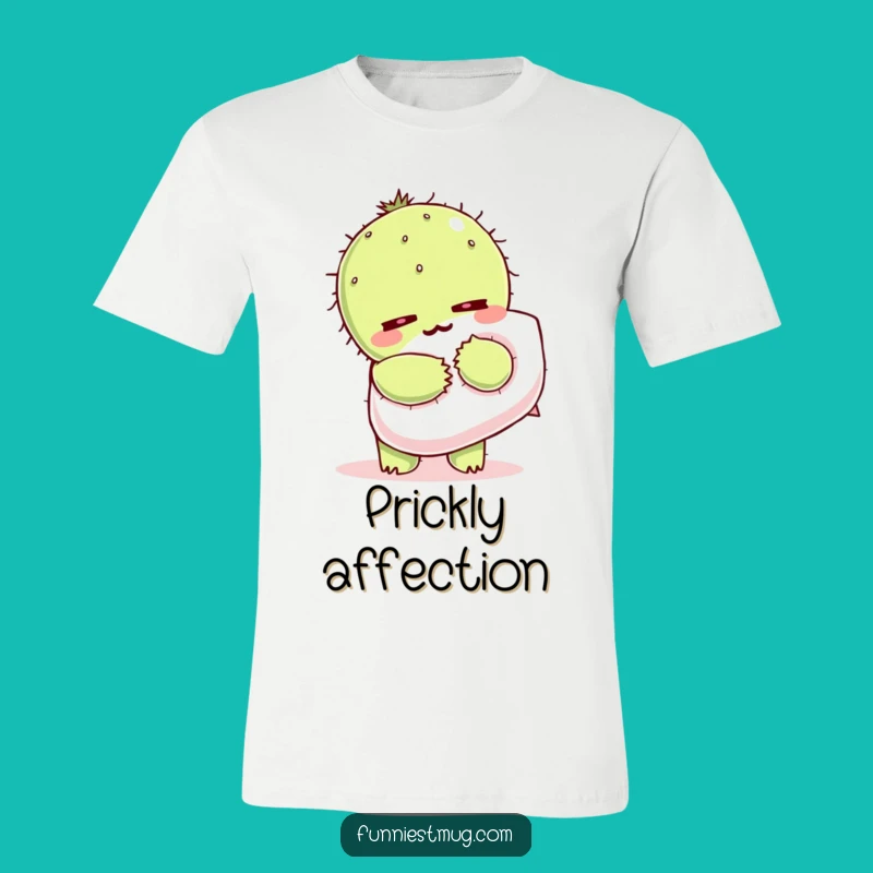 Funny Kawaii Cactus T-Shirt: Pillow Hug Wince Design