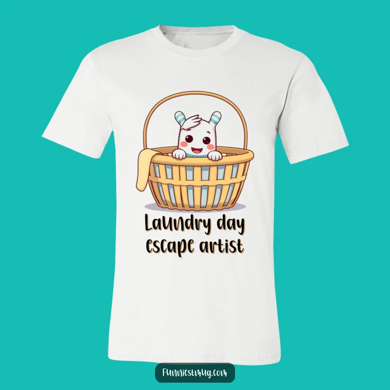 Funny Sock Puppet T-Shirt - Mischievous Laundry Basket Design Tee