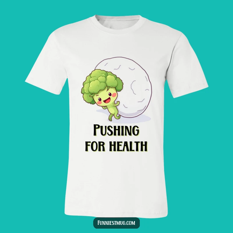 Funny Broccoli Snowball T-Shirt: Optimistic Veggie Uphill Battle Tee