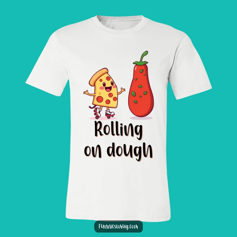 Hit the streets with this funny pizza character t-shirt! Featuring a wobbly slice on skates, it's perfect for casual wear and guaranteed laughs.