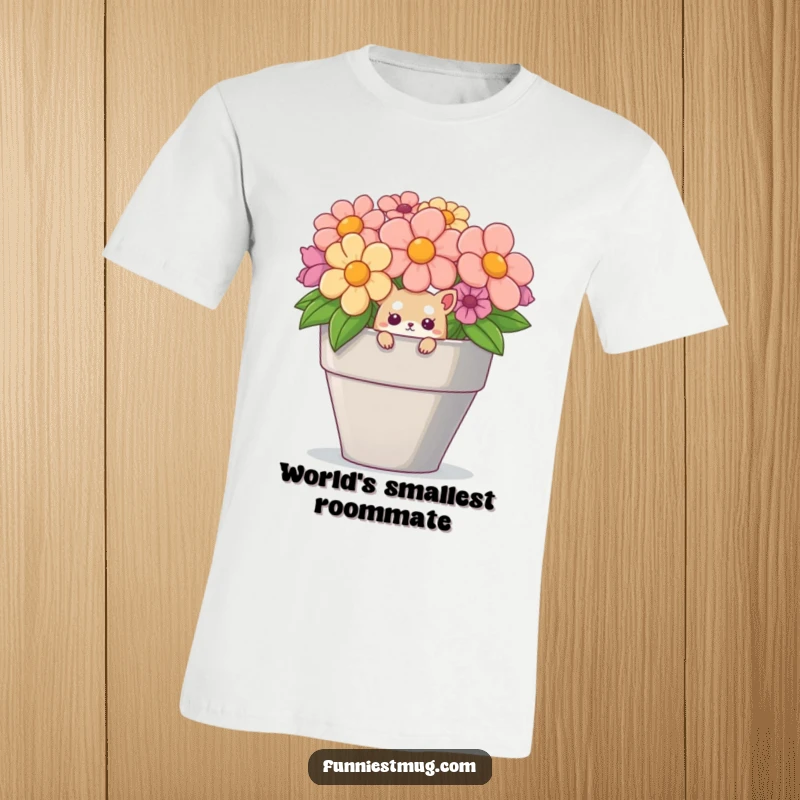 Funny creature emerging from a comically oversized teacup, a whimsical graphic tee for a good chuckle.