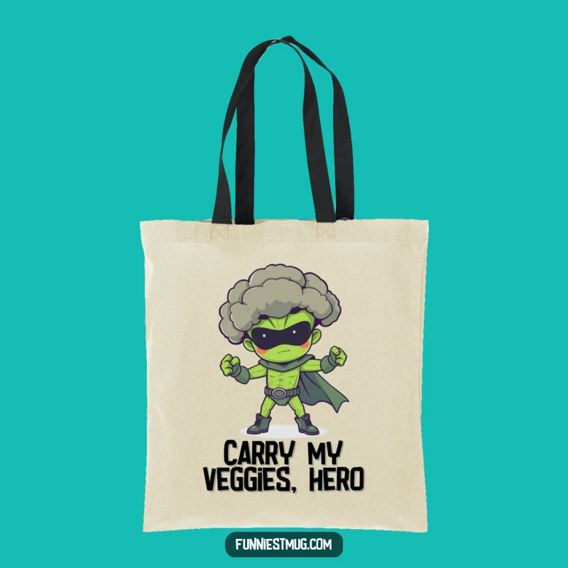 Funny Broccoli Superhero Tote Bag: Carry Your Essentials with Veggie Power