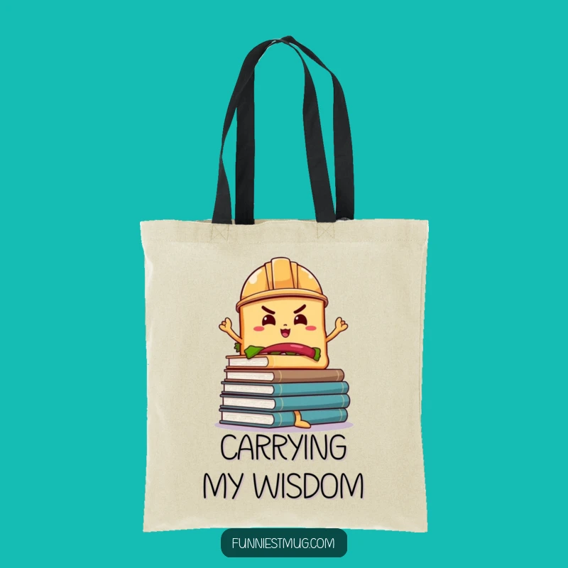 Funny Sandwich Hard Hat Tote Bag: Wobbly Book Carrier Funny Gift