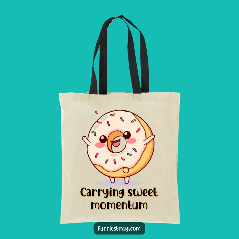 Funny Donut Cartwheel Tote Bag - Sprinkled Character Accessory for Sweet Adventures