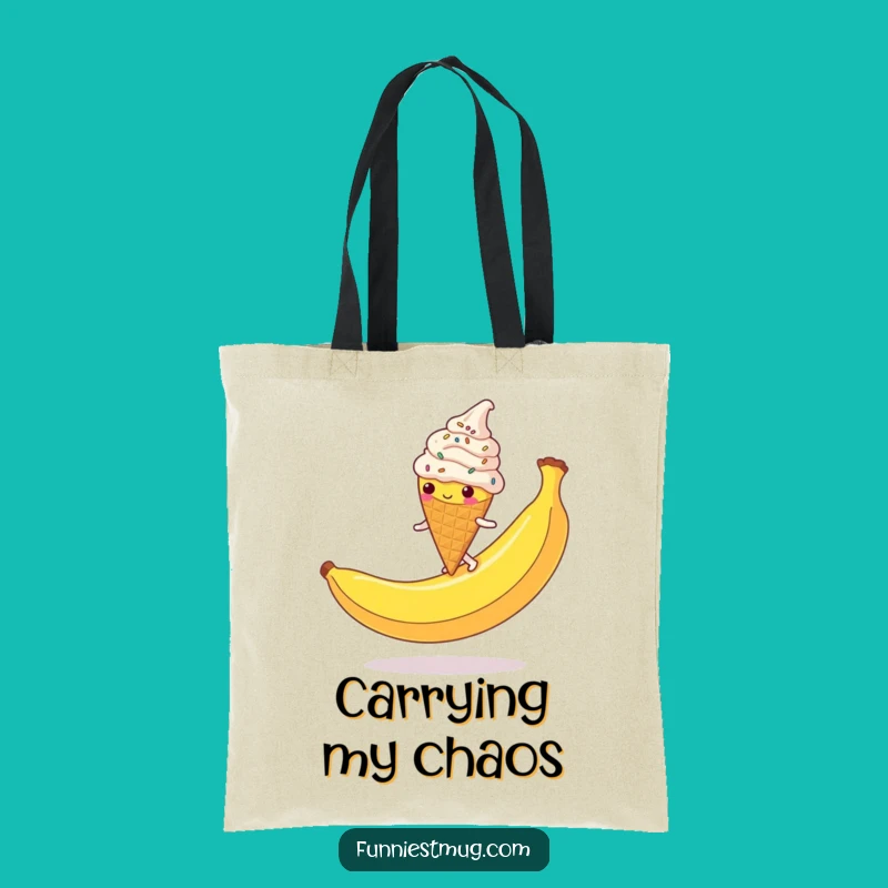 Funny Ice Cream Cone Tote Bag: Sprinkled Character Slipping Grocery Bag Funny Gift