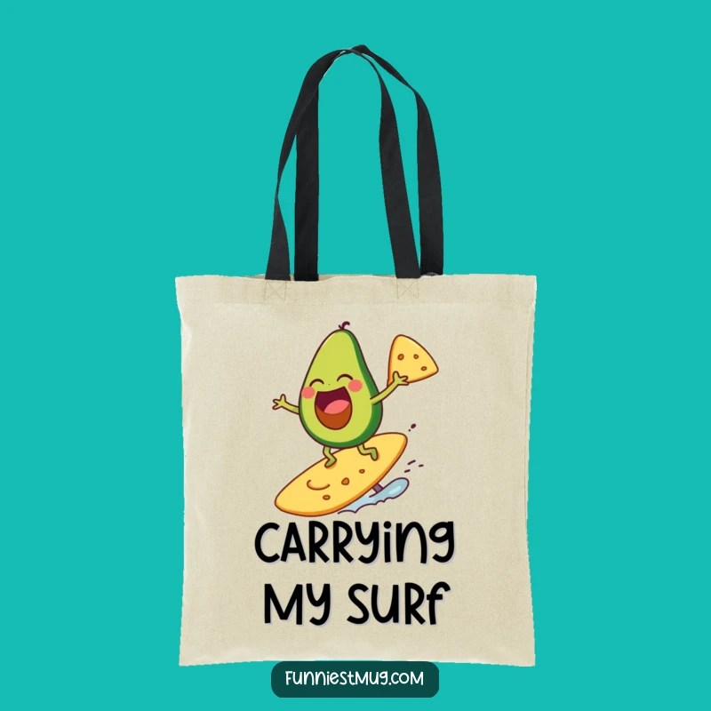Funny Surfing Avocado Tote Bag: Carry Your Guac & Laughs, Practical Funny Gift