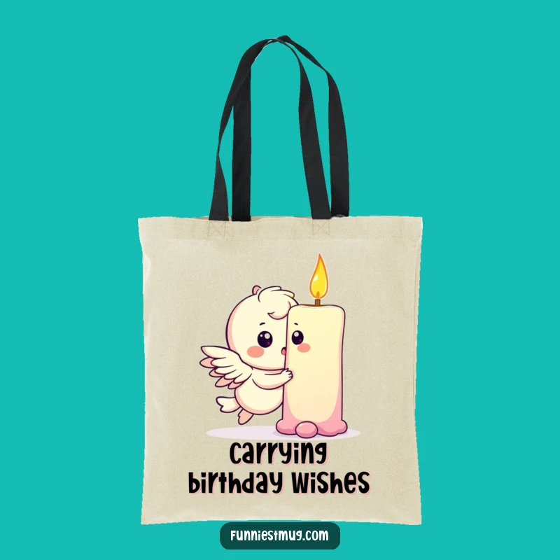 Funny Winged Candle Tote Bag: Spacious & Hilarious Carry-All for Party Goers!